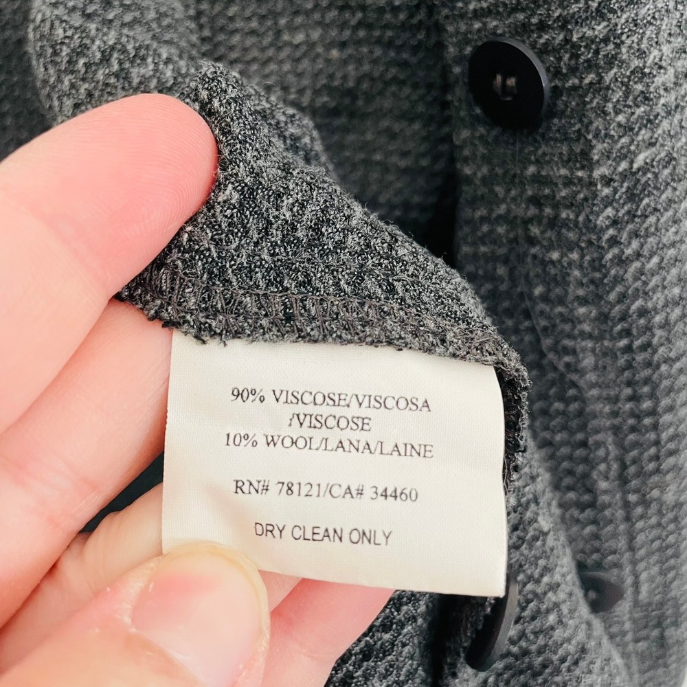 Eileen Fisher Waffle Wool Blend Italian Button Front Shirt Jacket Grey Womens SM - Picture 6 of 9